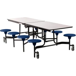 Easy Lift Cafeteria Table with 8 Stools - 30"W x 97"D