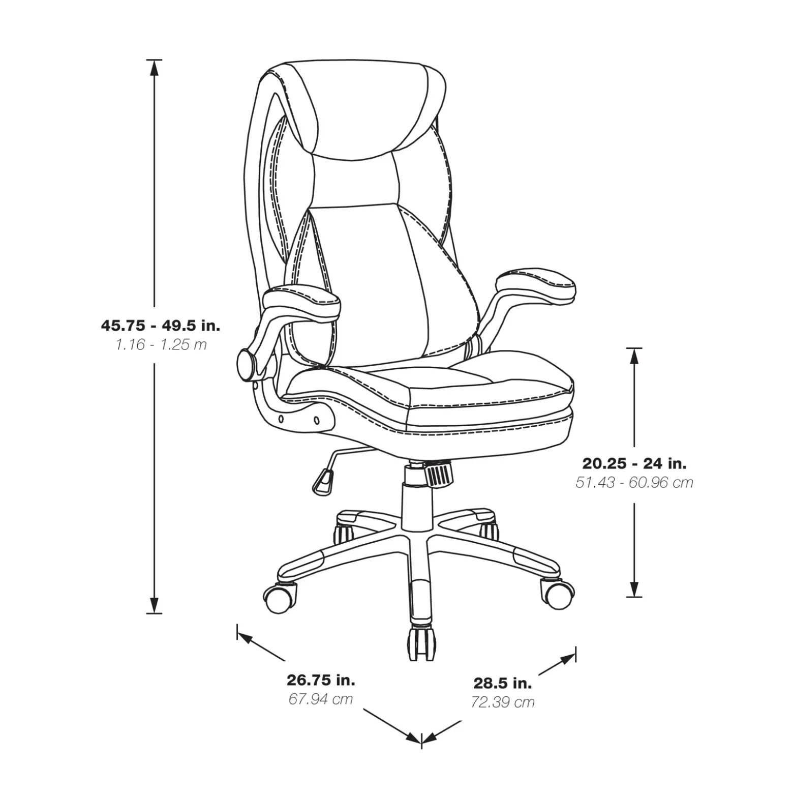 ECH Series Leather Flip-Arm Office Chair