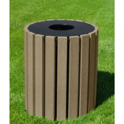 Eco-friendly Outdoor Round Trash Receptacle- 33 Gallon Capacity