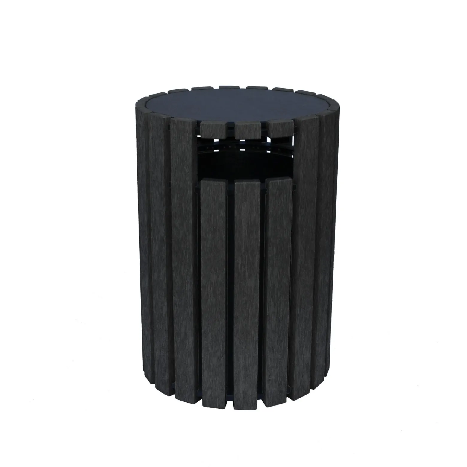 Eco-friendly Outdoor Round Trash Receptacle with Rain Guard- 33 Gallon