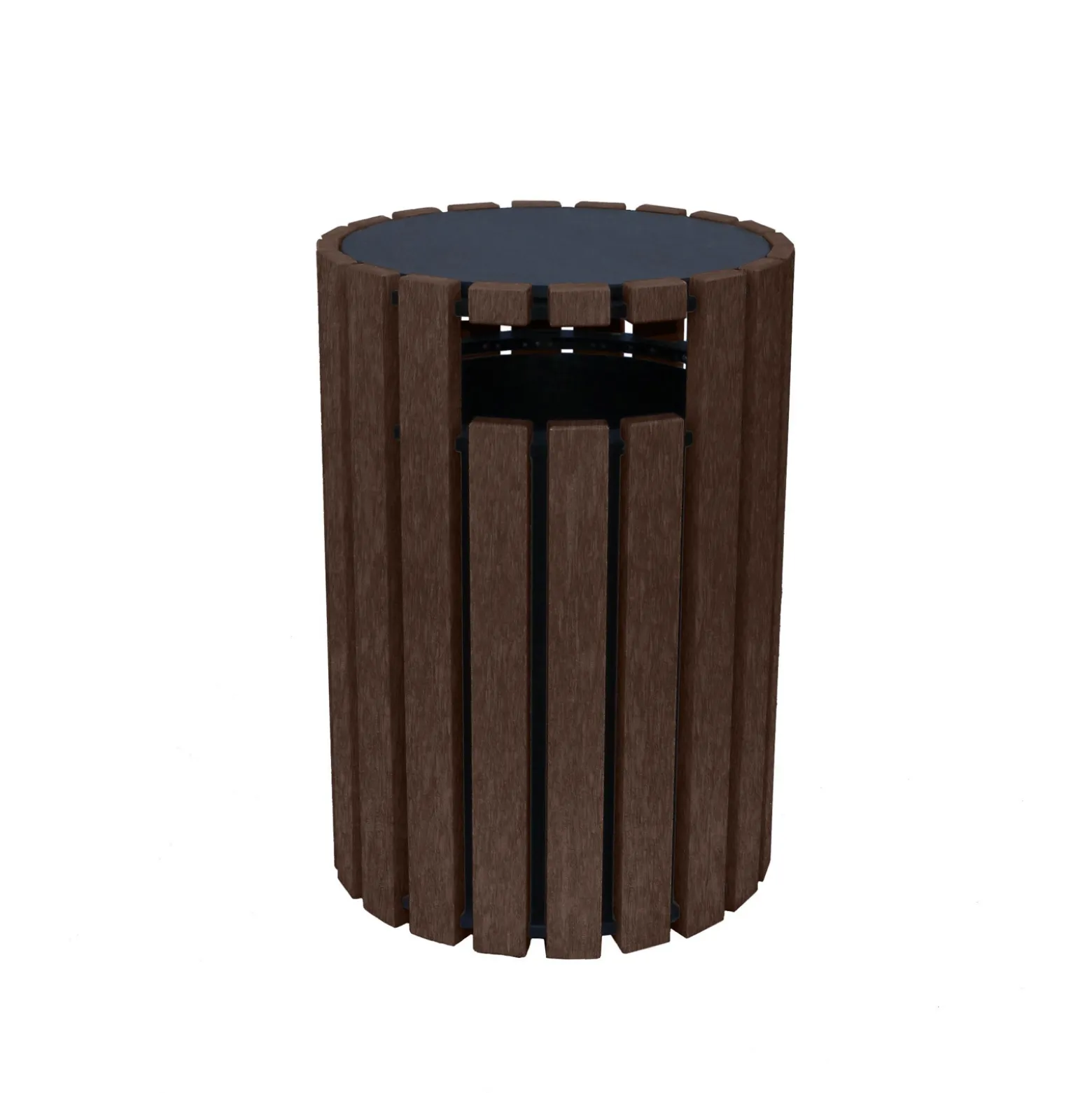 Eco-friendly Outdoor Round Trash Receptacle with Rain Guard- 33 Gallon