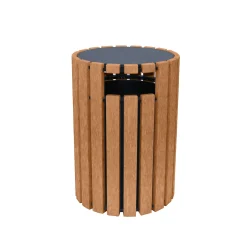 Eco-friendly Outdoor Round Trash Receptacle with Rain Guard- 33 Gallon