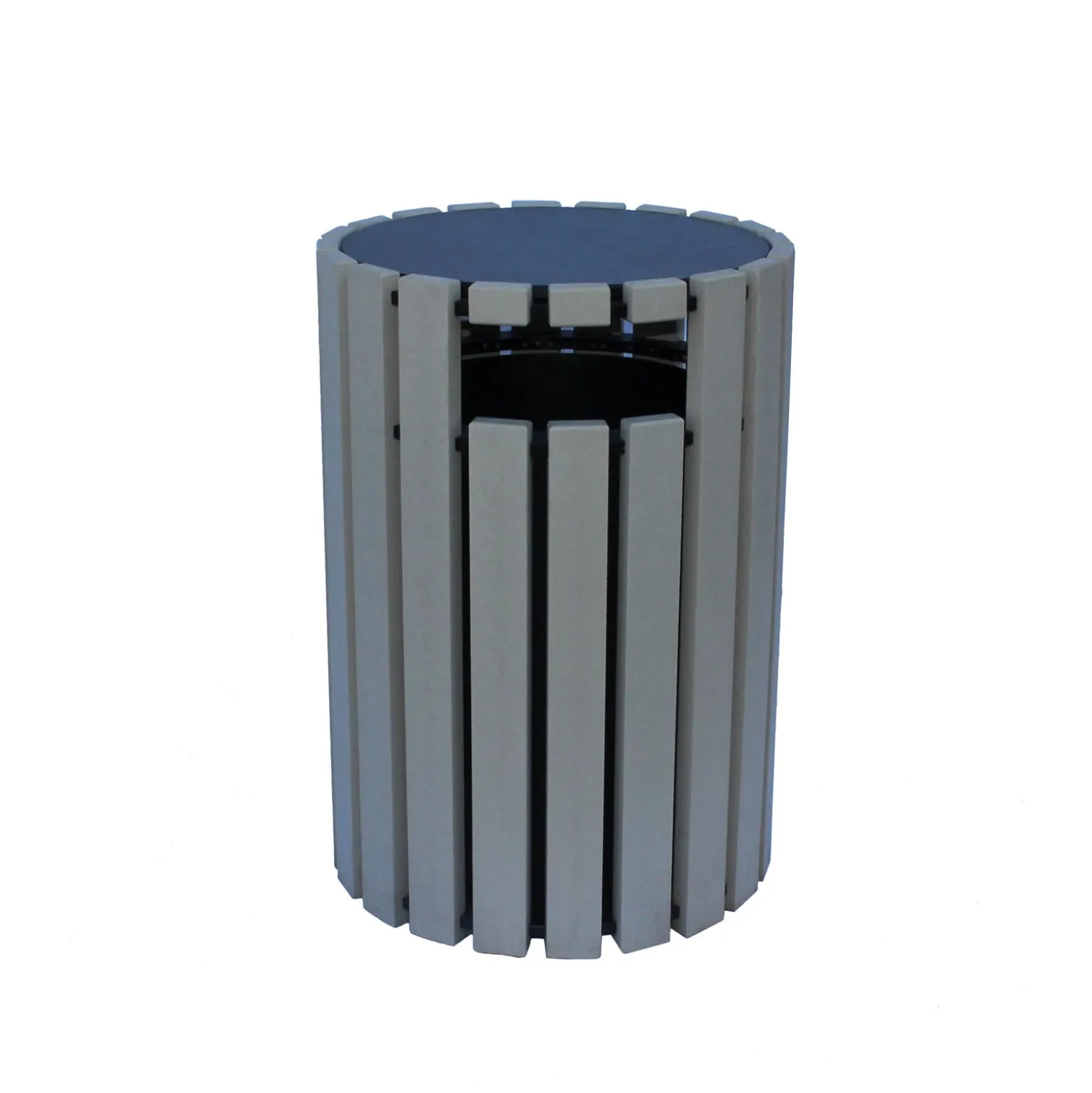 Eco-friendly Outdoor Round Trash Receptacle with Rain Guard- 33 Gallon