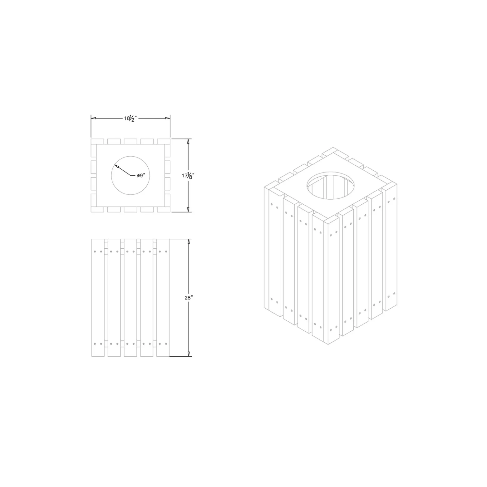 Economy Outdoor Recycled Plastic Waste Receptacle- 22 Gallon Capacity