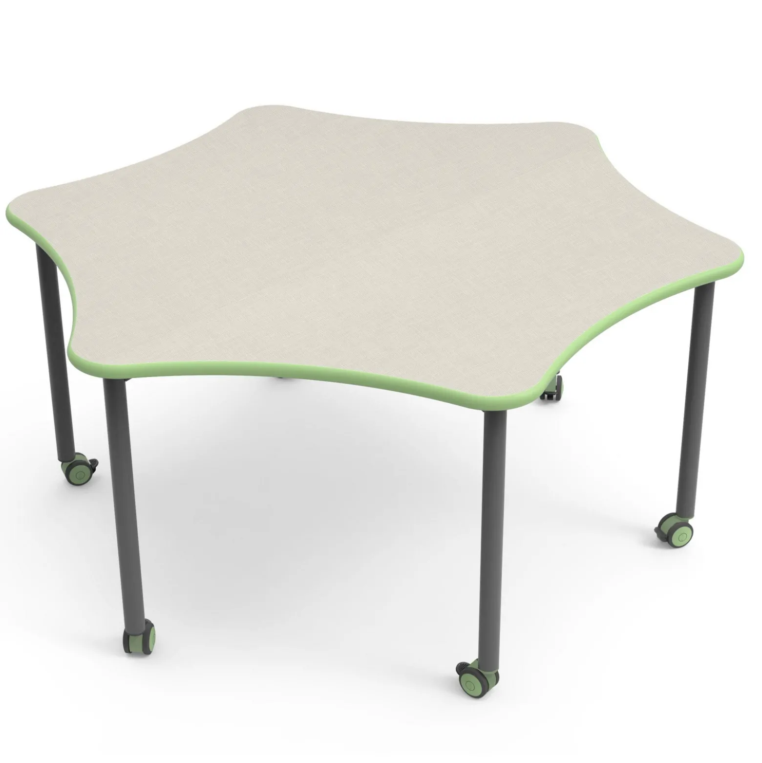 Elemental 6-Point Star Table with Casters - 60"W x 60"D
