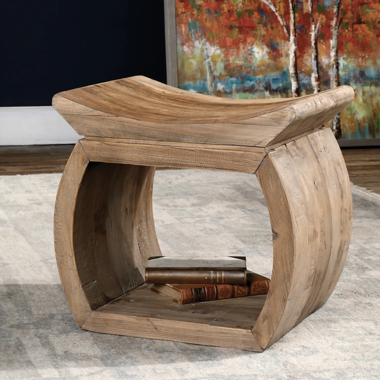 Elm Wood Accent Stool