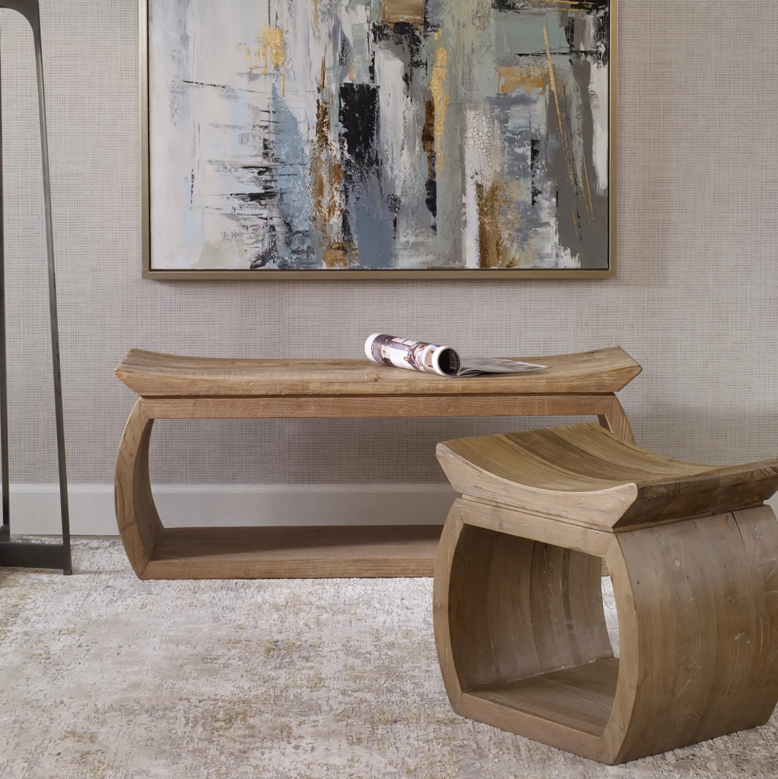 Elm Wood Accent Stool