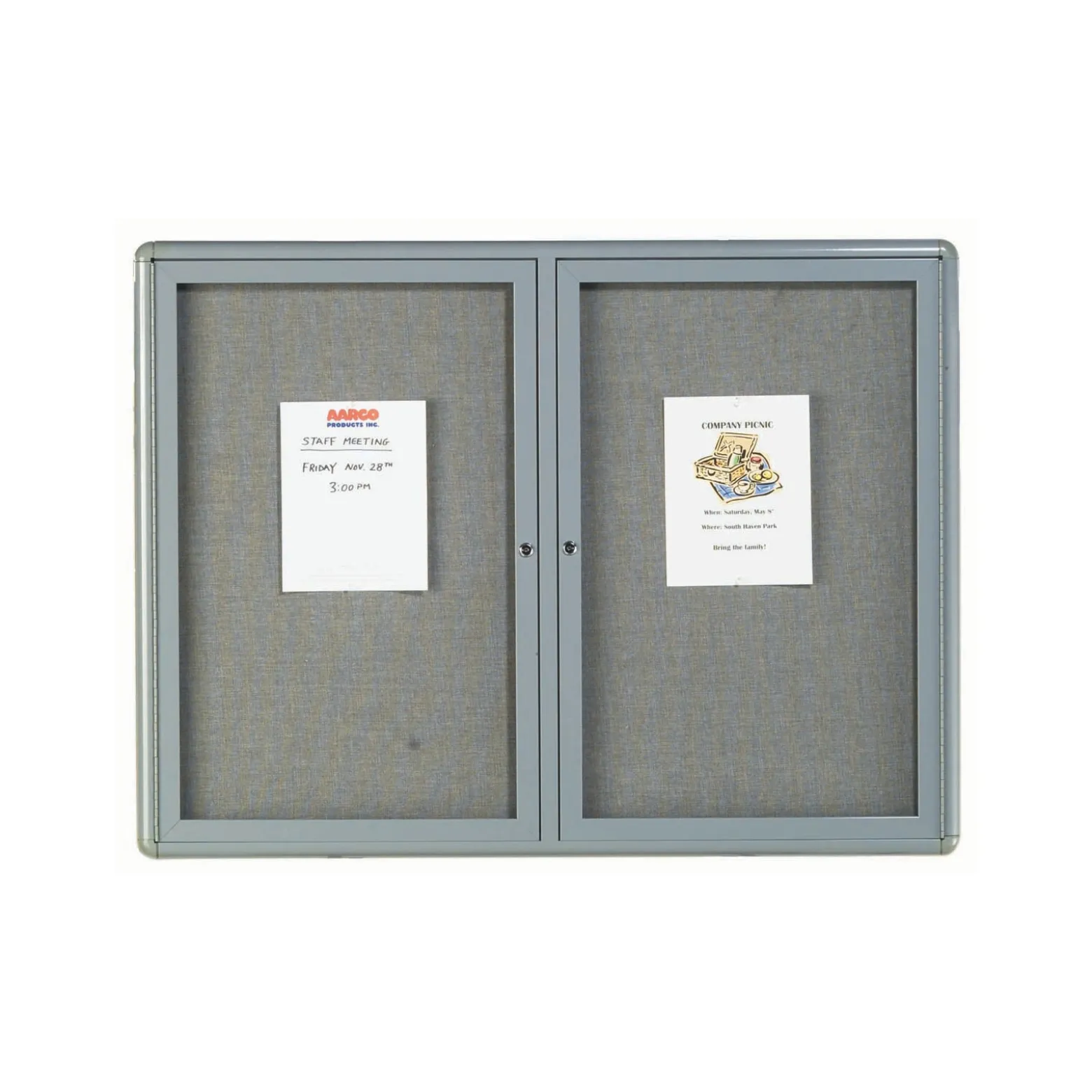 Enclosed Bulletin Board Radius Design - 48"Wx36"H