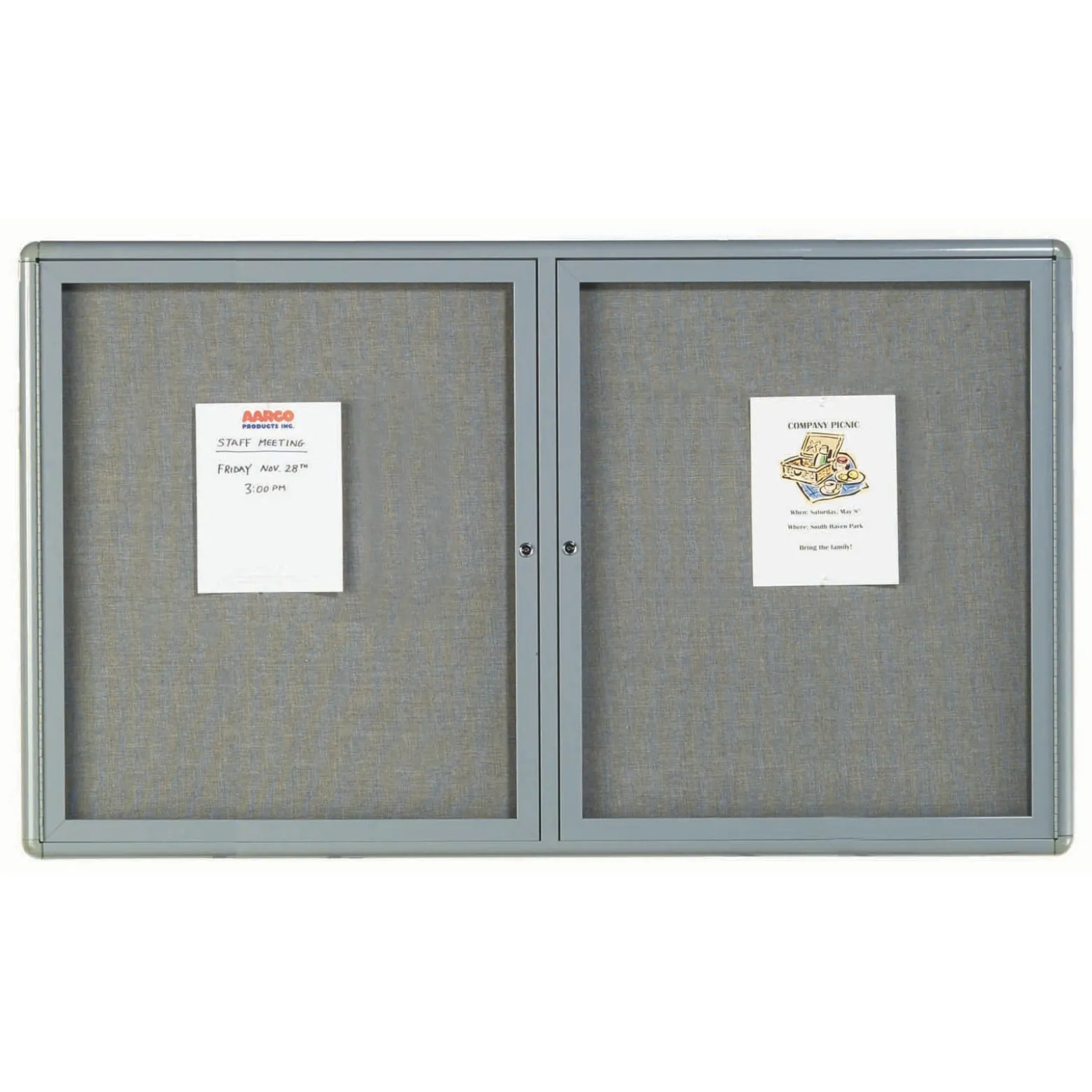 Enclosed Bulletin Board Radius Design - 60"Wx36"H