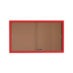 Enclosed Bulletin Board with Aluminum Frame and Sliding Doors - 60"Wx36"H