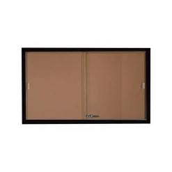 Enclosed Bulletin Board with Aluminum Frame and Sliding Doors - 60"Wx36"H