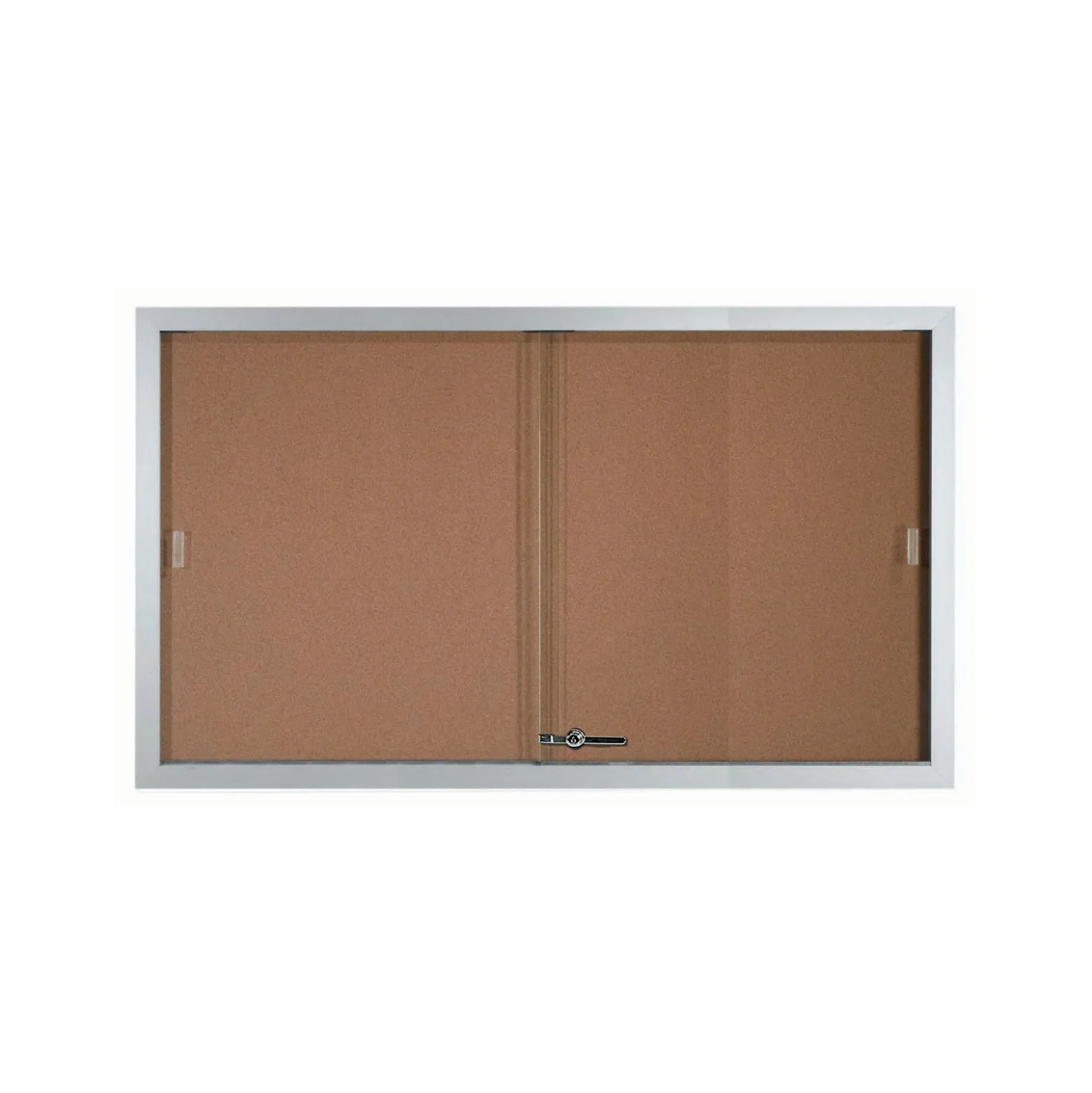 Enclosed Bulletin Board with Aluminum Frame and Sliding Doors - 60"Wx36"H