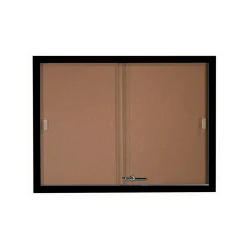 Enclosed Bulletin Board with Aluminum Frame and Sliding Doors - 48"Wx36"H