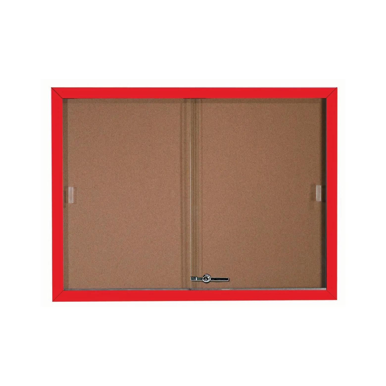 Enclosed Bulletin Board with Aluminum Frame and Sliding Doors - 48"Wx36"H
