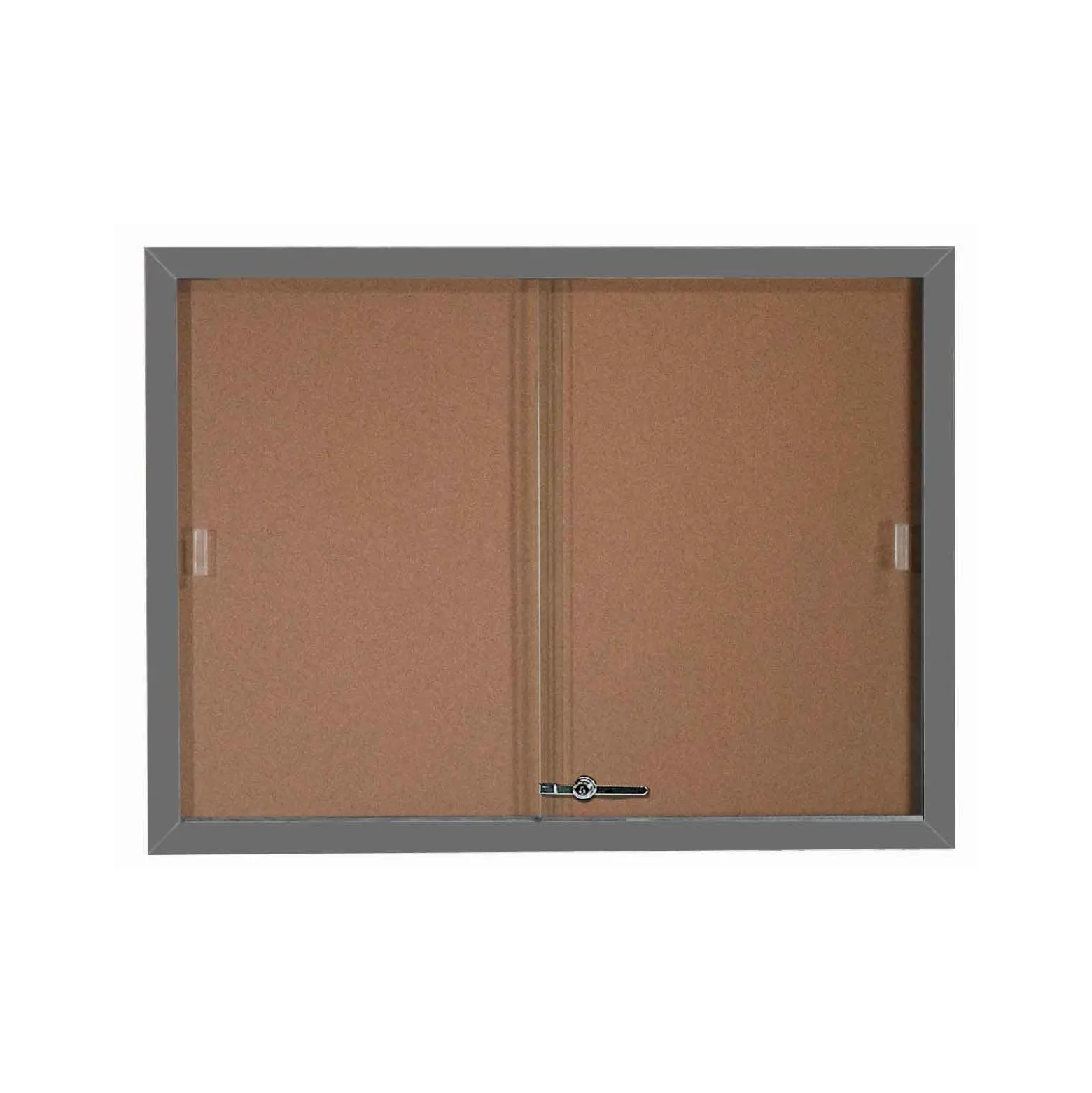 Enclosed Bulletin Board with Aluminum Frame and Sliding Doors - 48"Wx36"H