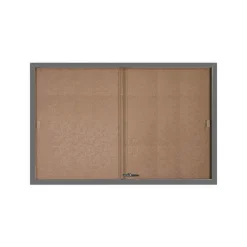 Enclosed Bulletin Board with Aluminum Frame and Sliding Doors - 72