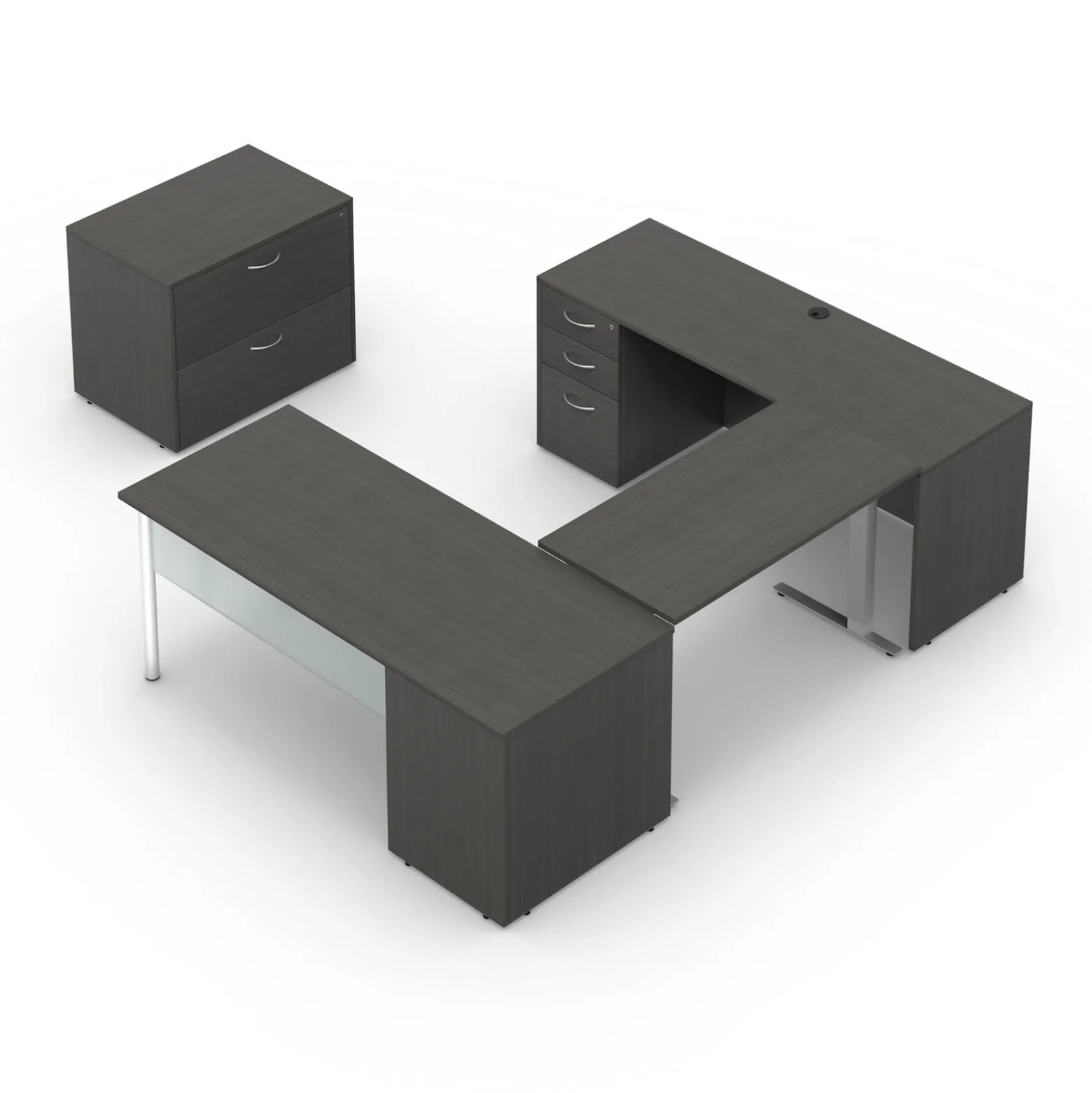 Endure 72"W Height Adjustable U-Shaped Standing Desk with Left-Handed Bridge and Lateral File