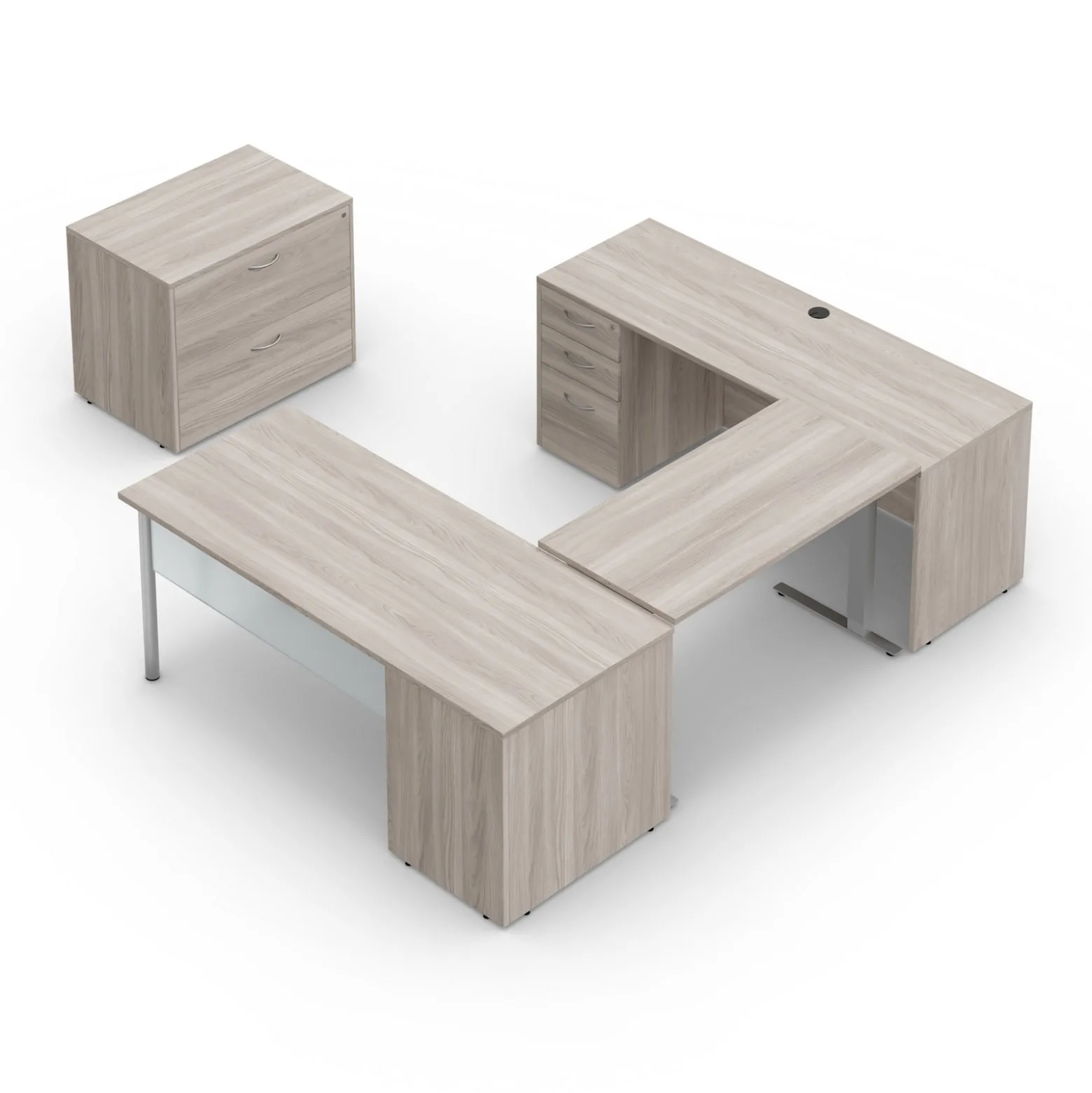 Endure 72"W Height Adjustable U-Shaped Standing Desk with Left-Handed Bridge and Lateral File