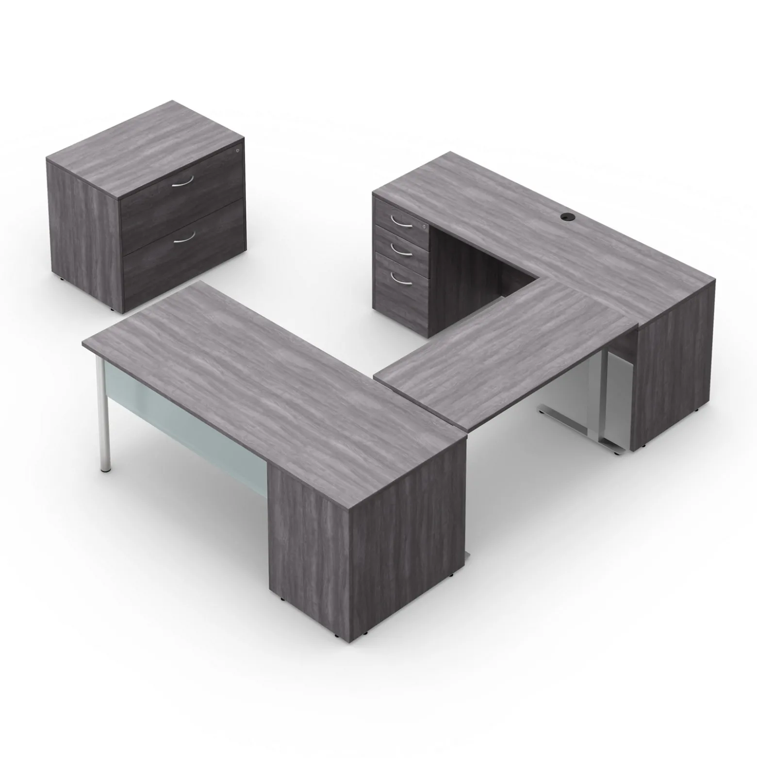 Endure 72"W Height Adjustable U-Shaped Standing Desk with Left-Handed Bridge and Lateral File
