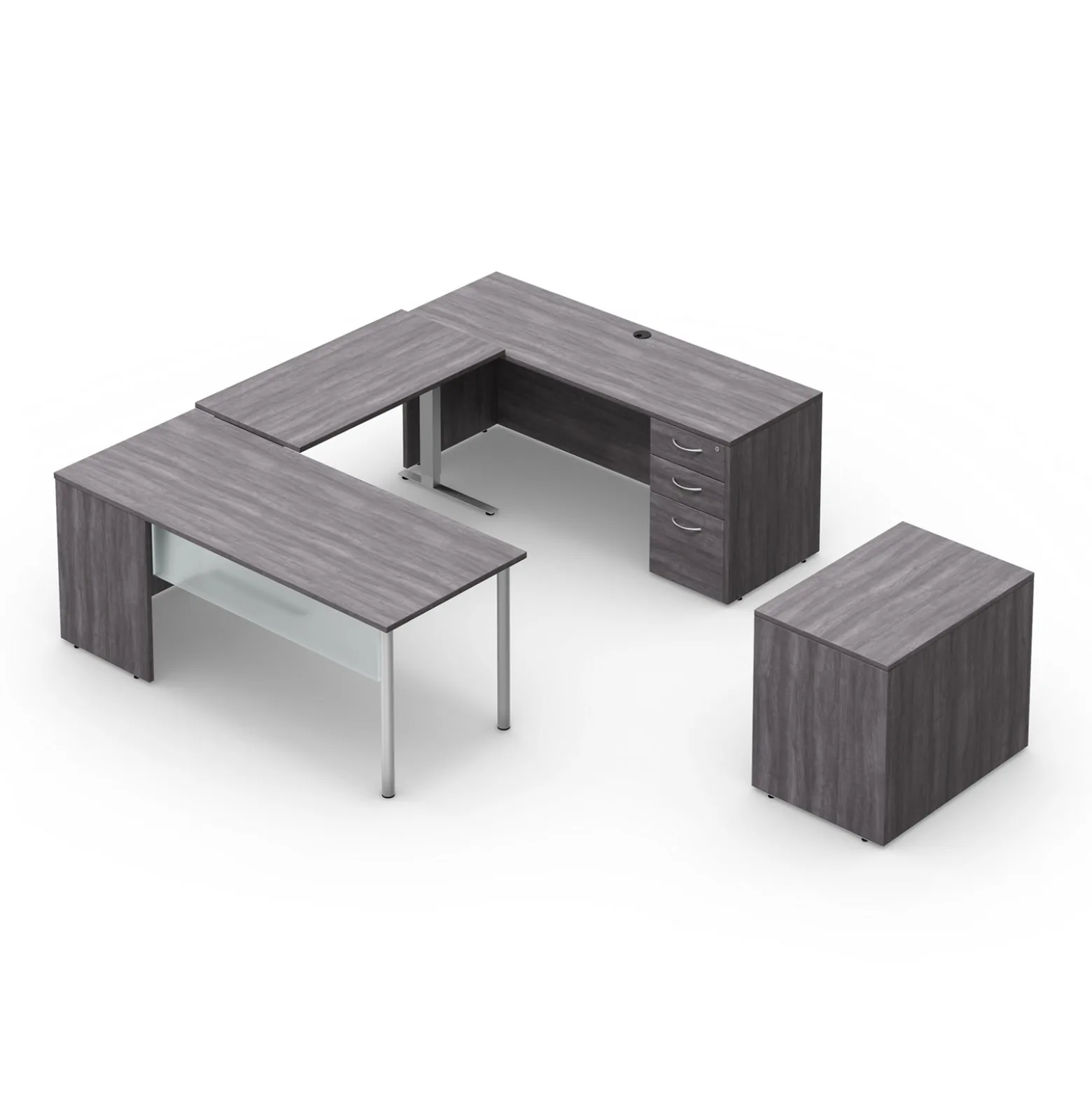Endure 72"W Height Adjustable U-Shaped Standing Desk with Right-Handed Bridge and Lateral File