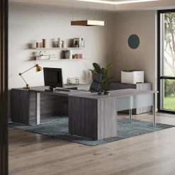 Endure 72"W Height Adjustable U-Shaped Standing Desk with Right-Handed Bridge and Lateral File
