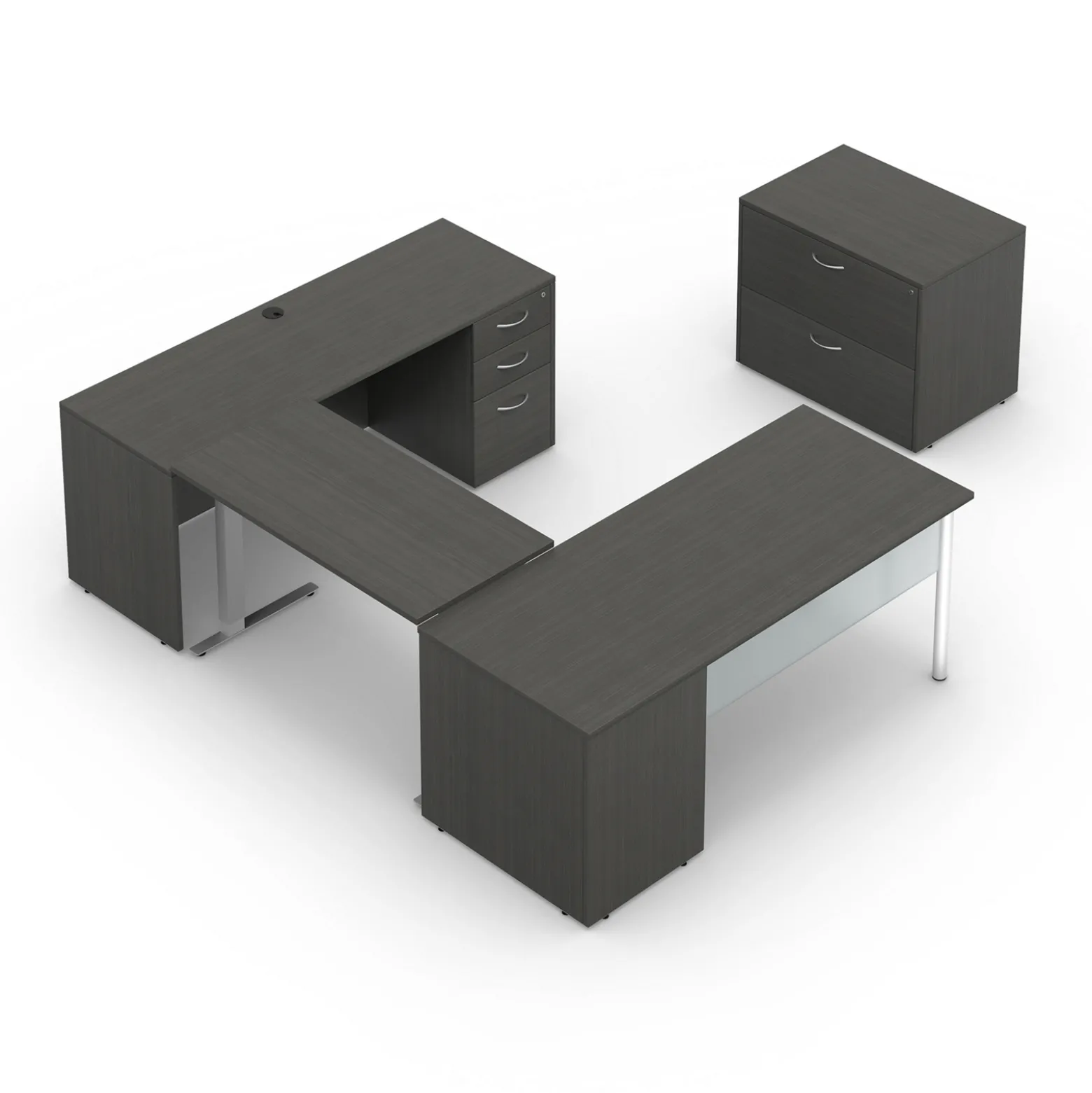 Endure 72"W Height Adjustable U-Shaped Standing Desk with Right-Handed Bridge and Lateral File