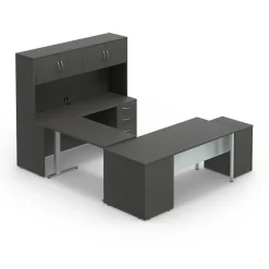 Endure 72"W Height Adjustable U-Shaped Standing Desk with Right-Handed Bridge and Hutch