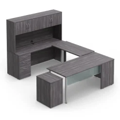 Endure 72"W Height Adjustable U-Shaped Desk with Left-Handed Bridge and Hutch