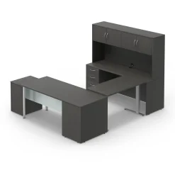 Endure 72"W Height Adjustable U-Shaped Desk with Left-Handed Bridge and Hutch