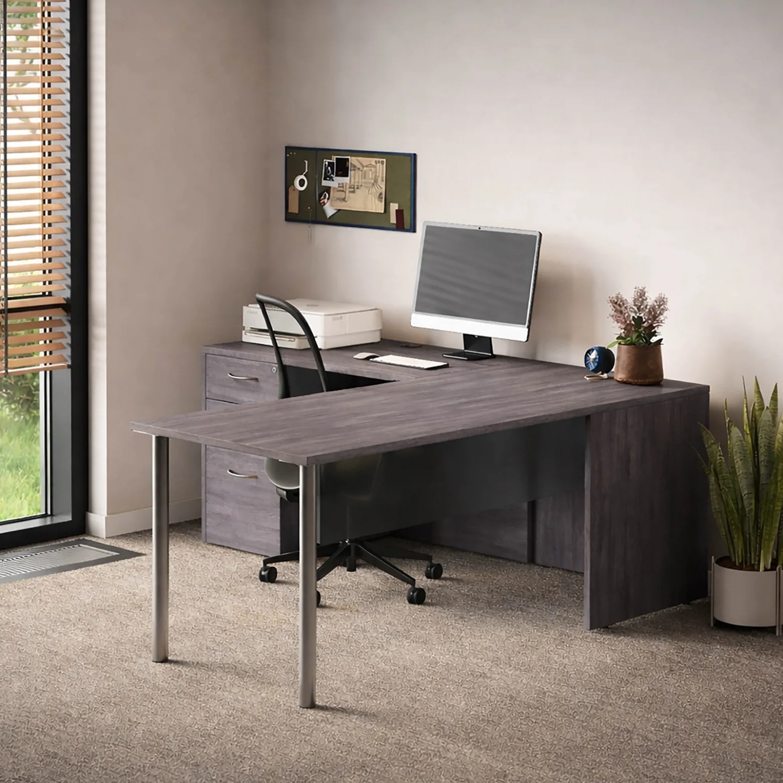 Endure 66"W L-Shaped Desk with Left Return