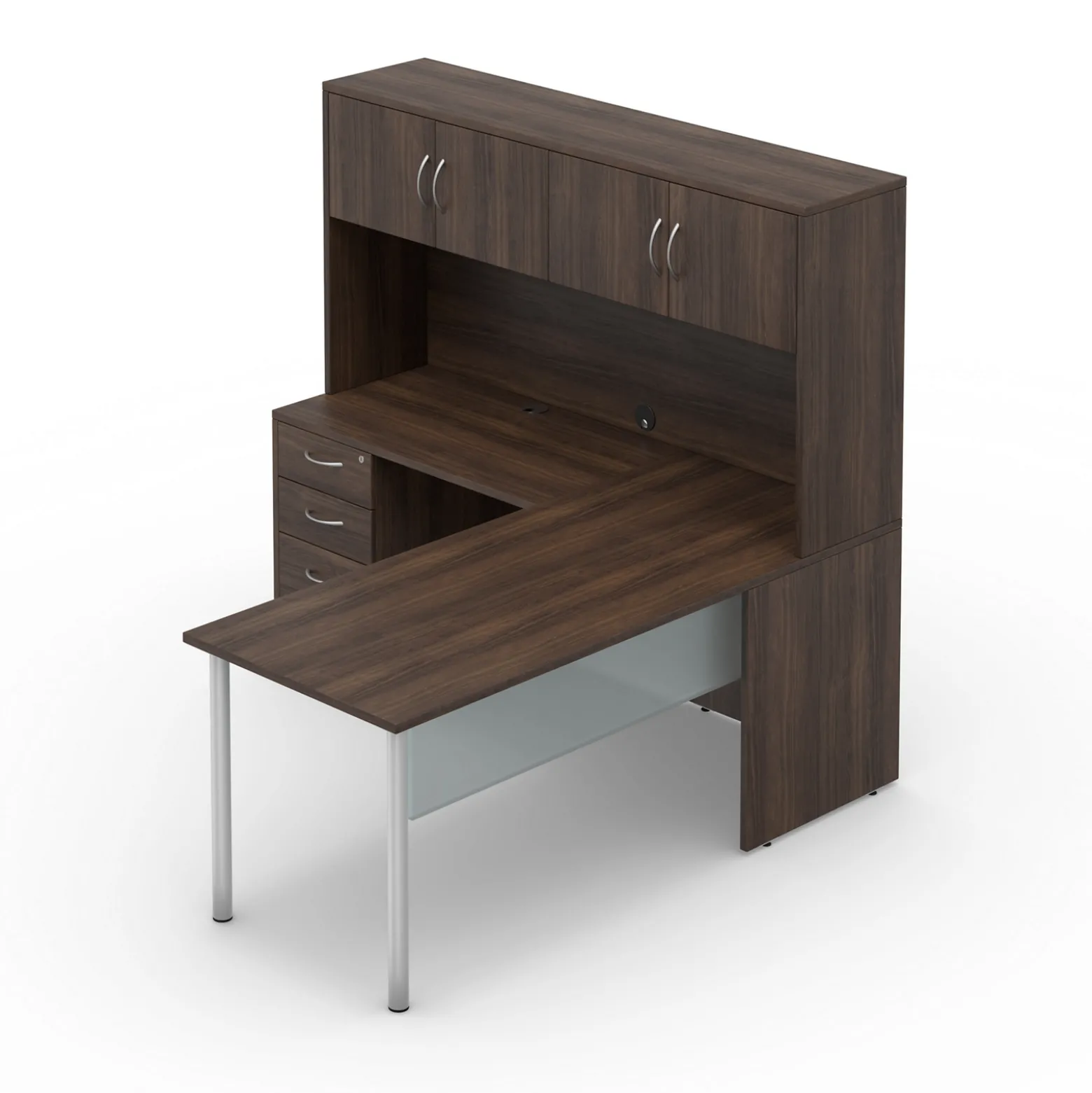 Endure 66"W L-Shaped Desk with Left Return and Hutch