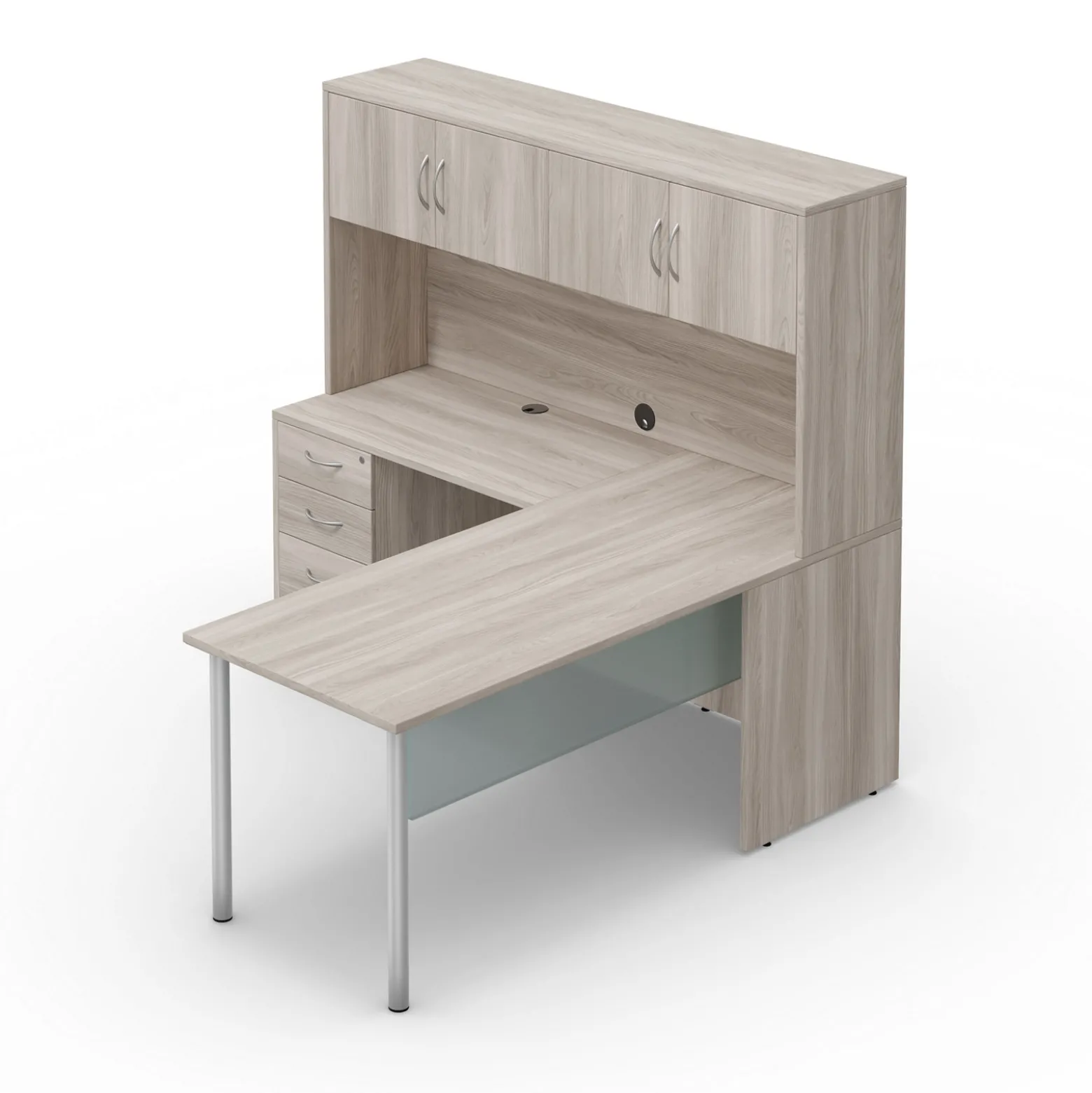 Endure 66"W L-Shaped Desk with Left Return and Hutch