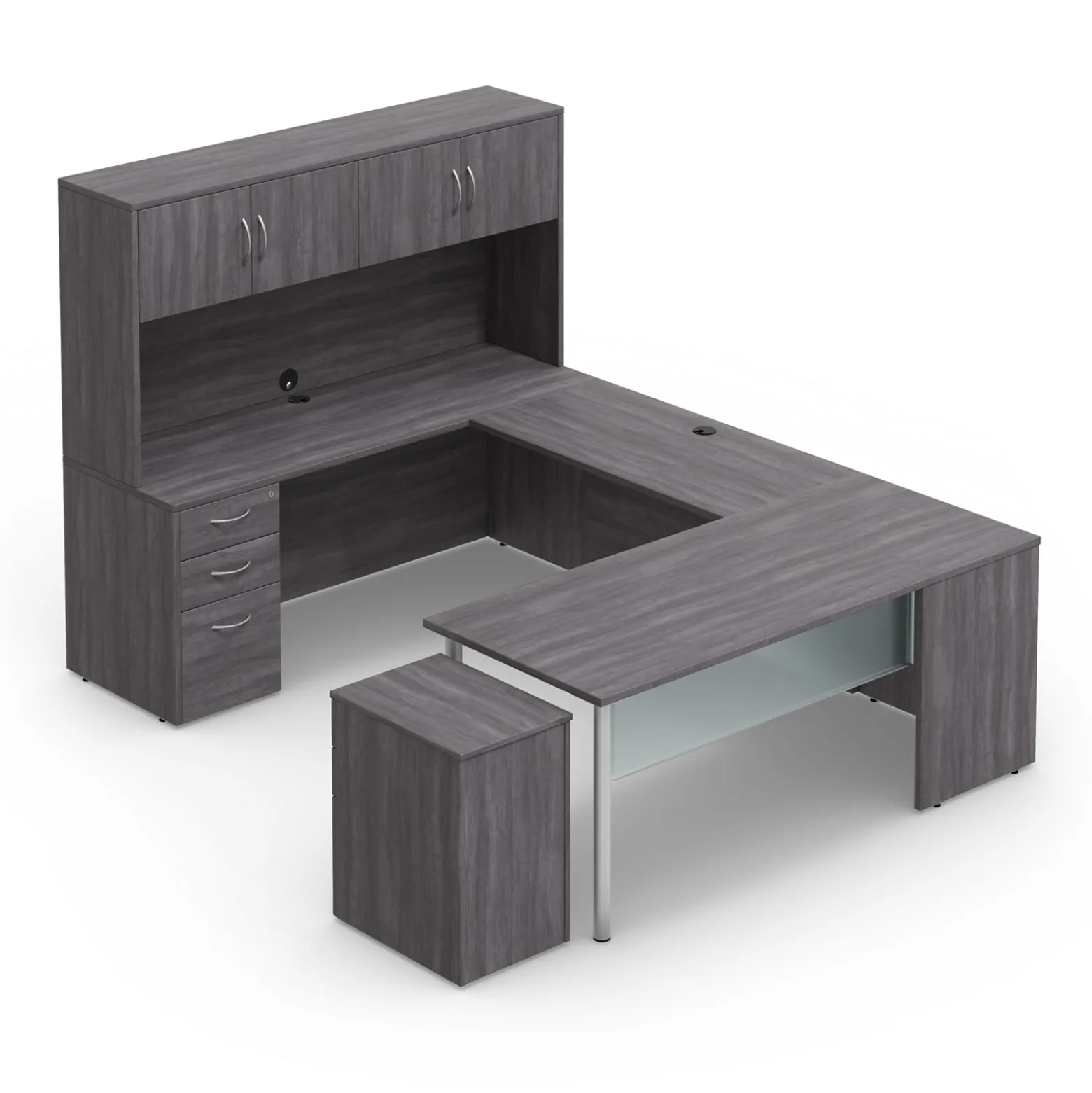 Endure 72"W U-Shaped Desk with Left-Handed Bridge and Hutch
