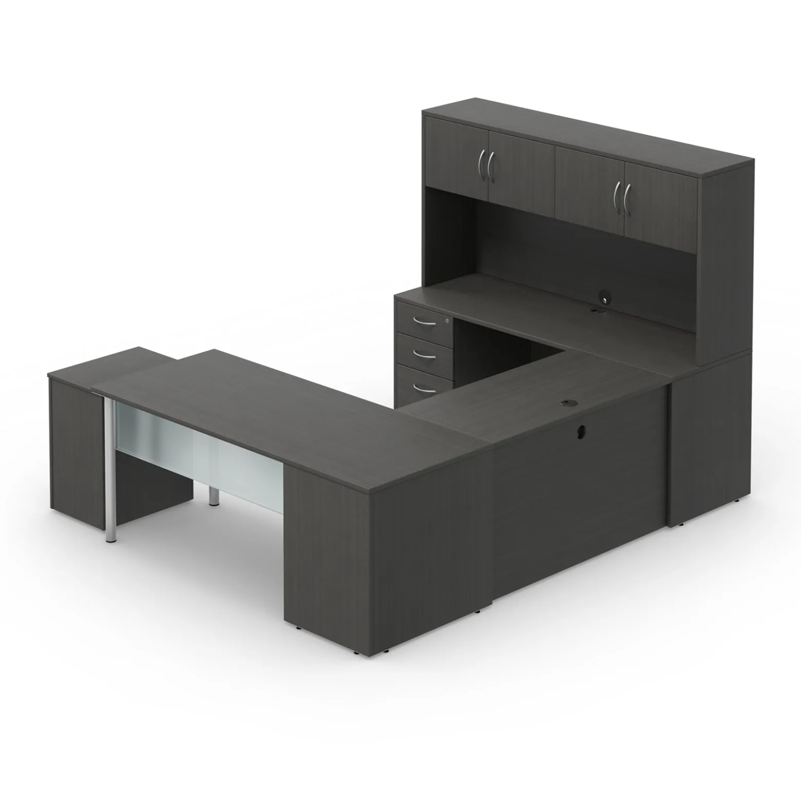 Endure 72"W U-Shaped Desk with Left-Handed Bridge and Hutch