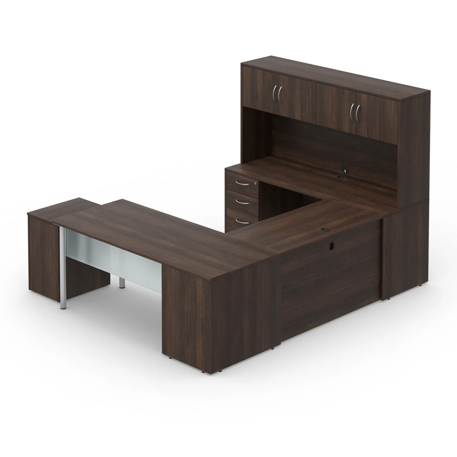 Endure 72"W U-Shaped Desk with Left-Handed Bridge and Hutch