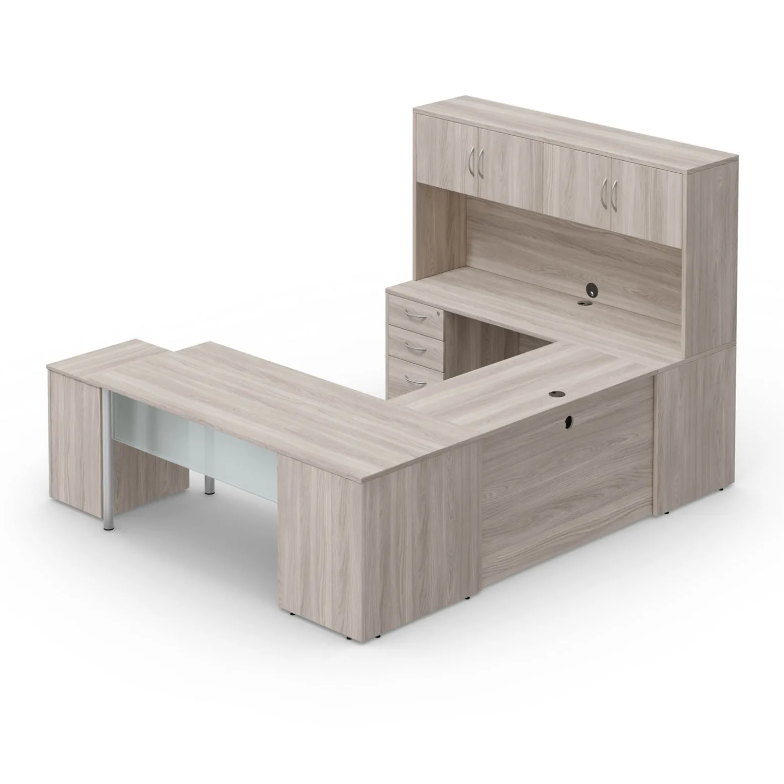 Endure 72"W U-Shaped Desk with Left-Handed Bridge and Hutch