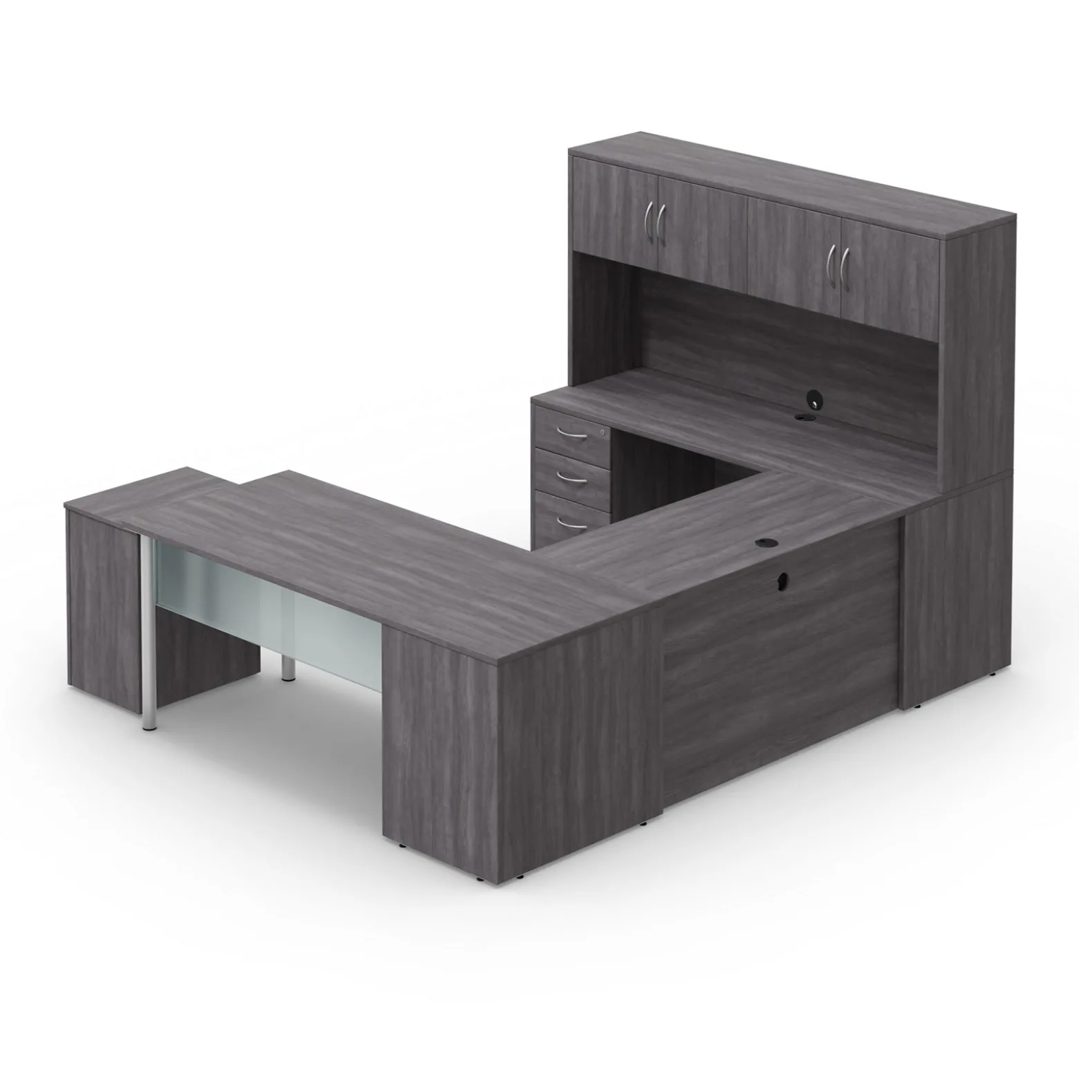 Endure 72"W U-Shaped Desk with Left-Handed Bridge and Hutch