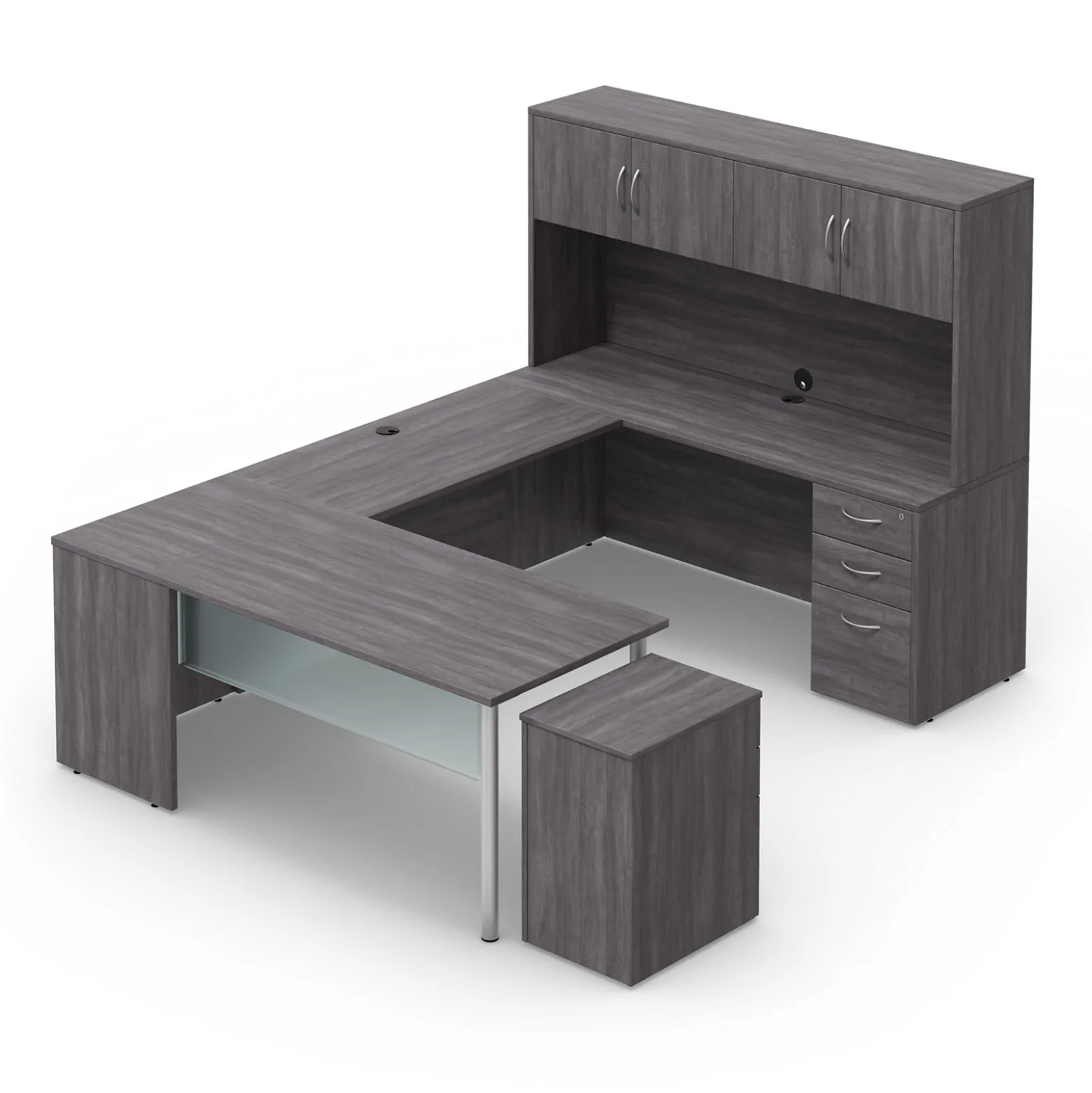 Endure 72"W U-Shaped Desk with Right-Handed Bridge and Hutch