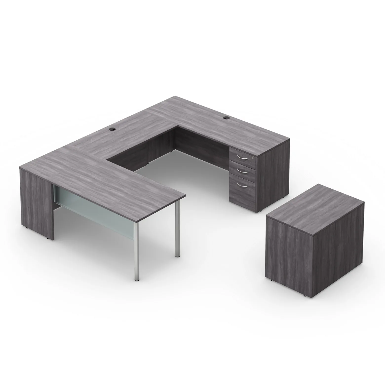 Endure 72"W U-Shaped Desk with Right-Handed Bridge and Lateral File