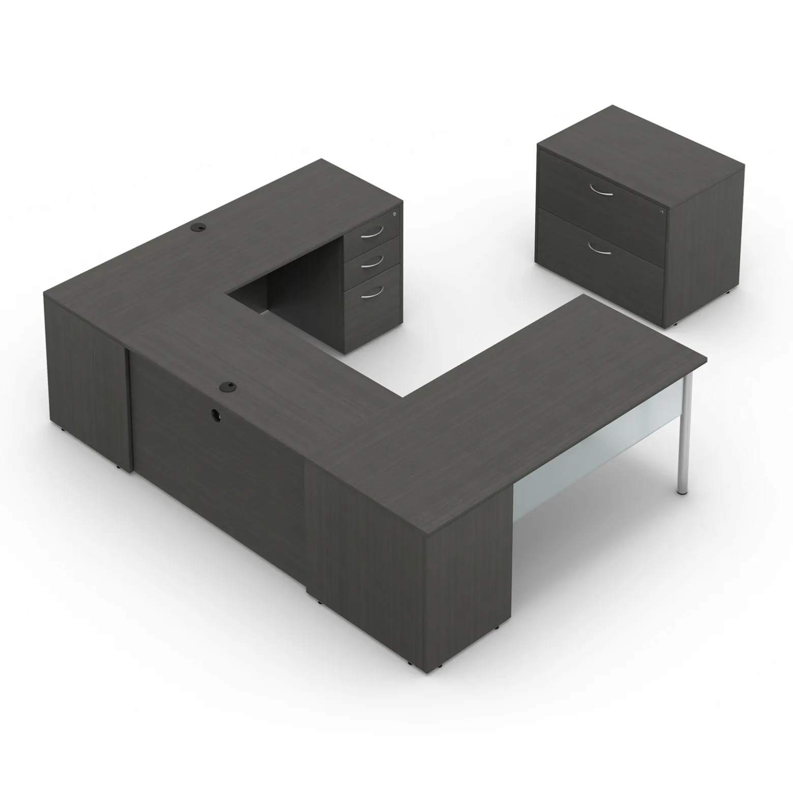 Endure 72"W U-Shaped Desk with Right-Handed Bridge and Lateral File