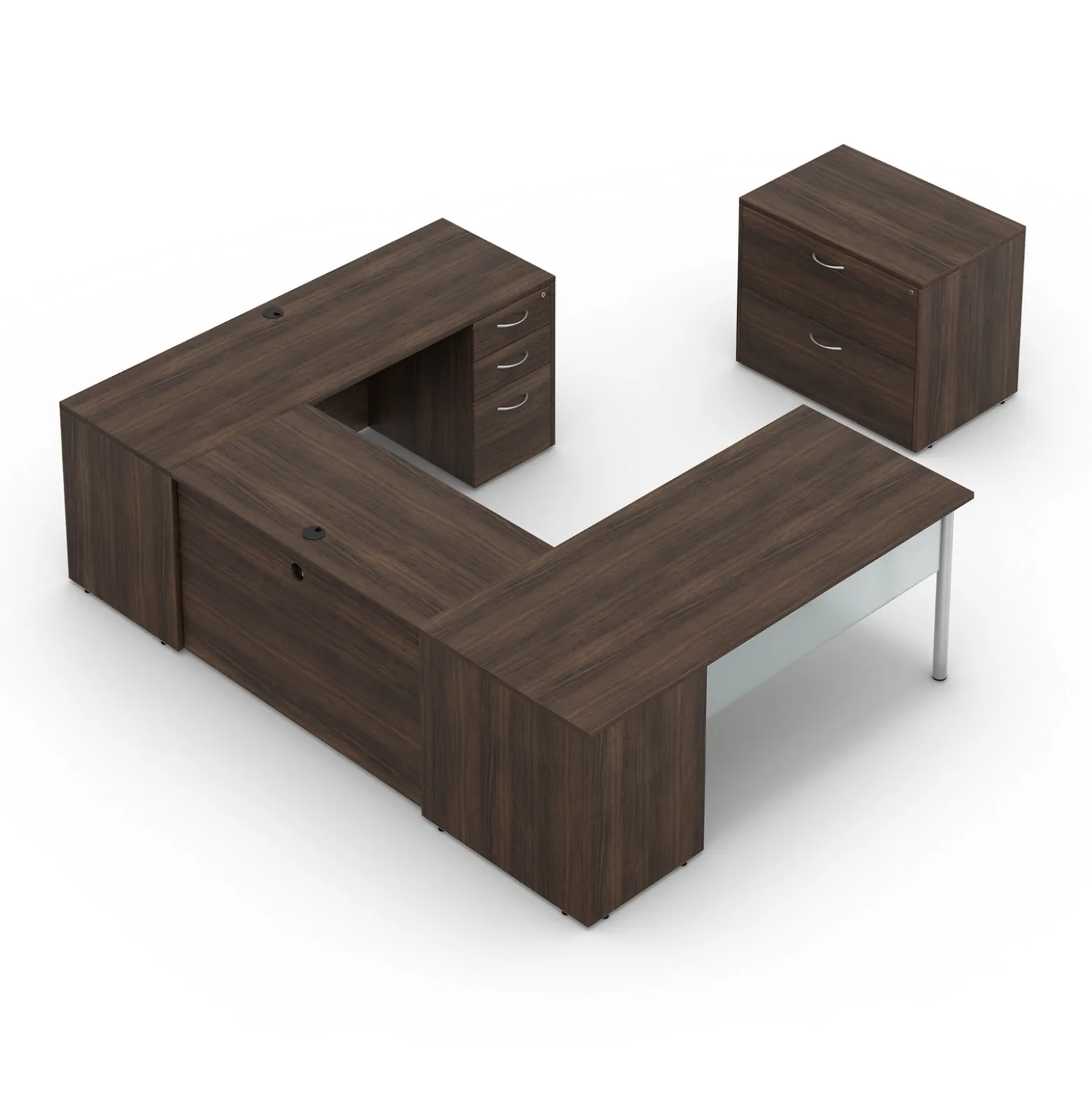 Endure 72"W U-Shaped Desk with Right-Handed Bridge and Lateral File