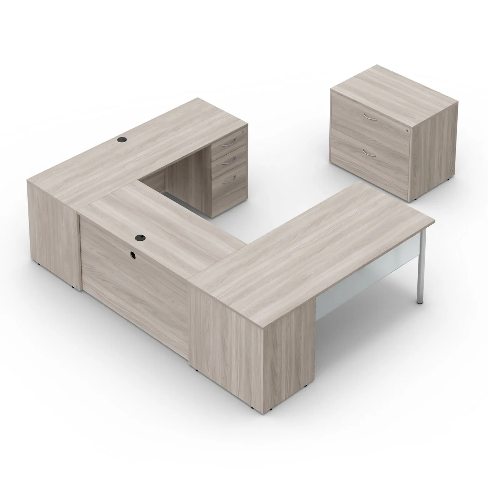 Endure 72"W U-Shaped Desk with Right-Handed Bridge and Lateral File
