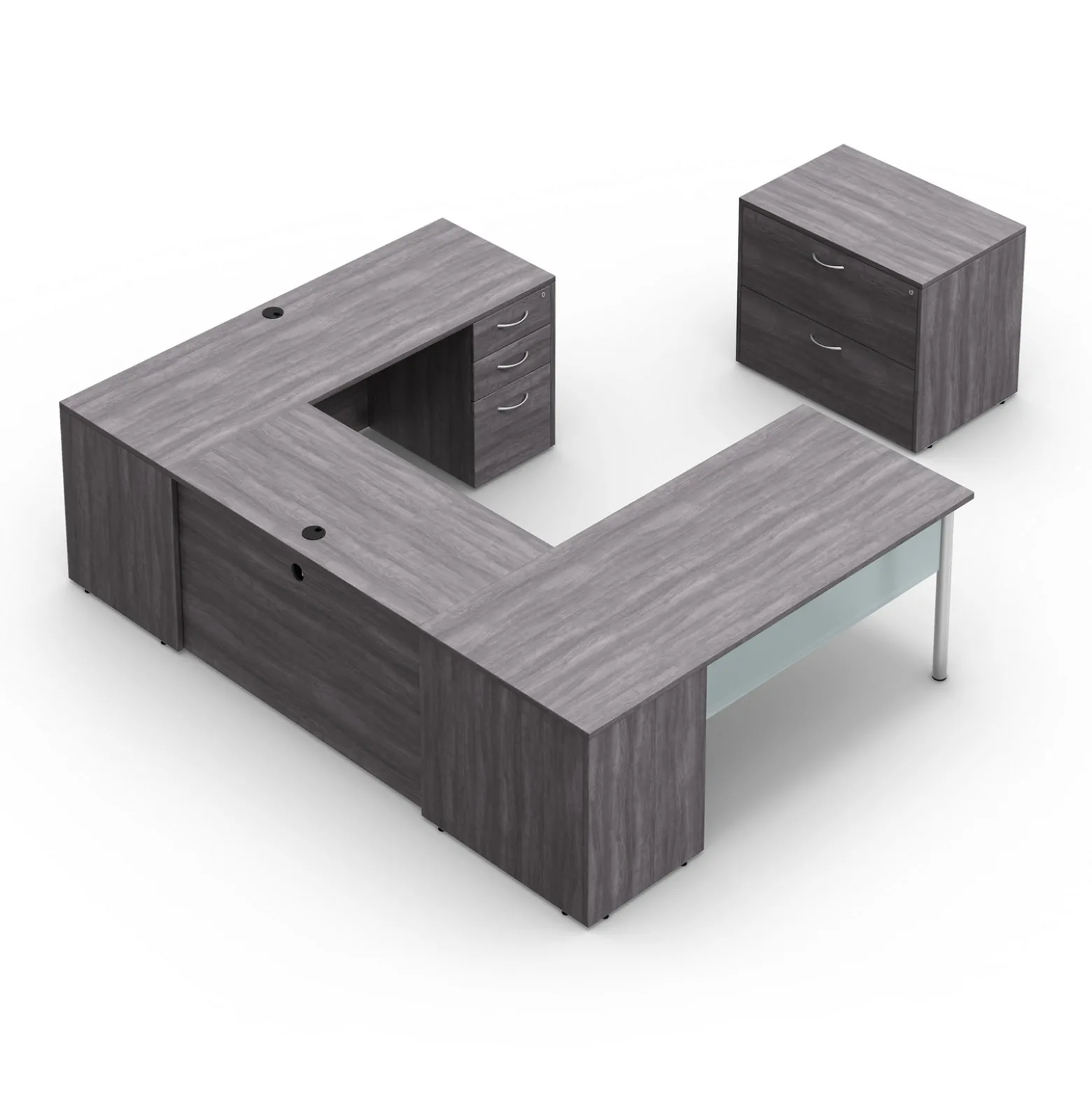 Endure 72"W U-Shaped Desk with Right-Handed Bridge and Lateral File