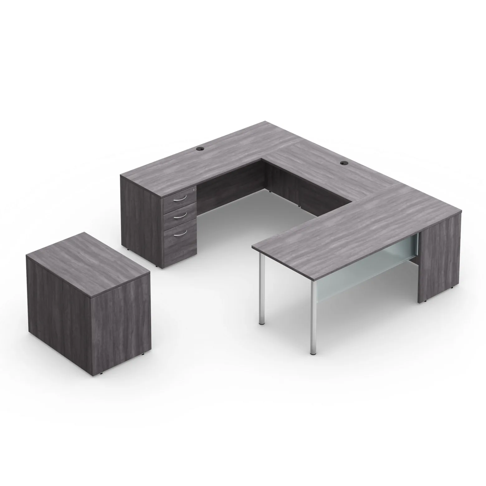 Endure 72"W U-Shaped Desk with Left-Handed Bridge and Lateral File