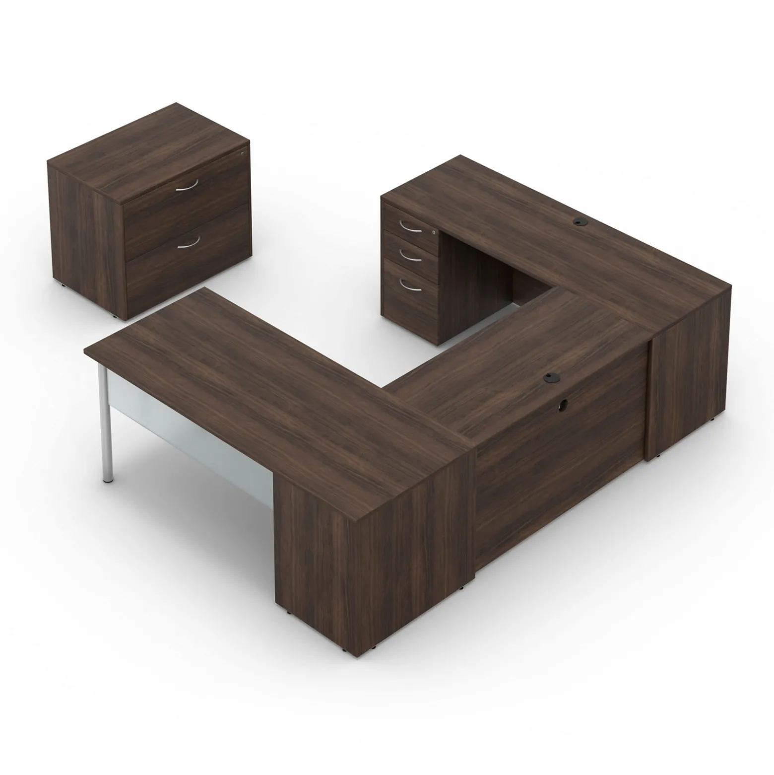 Endure 72"W U-Shaped Desk with Left-Handed Bridge and Lateral File
