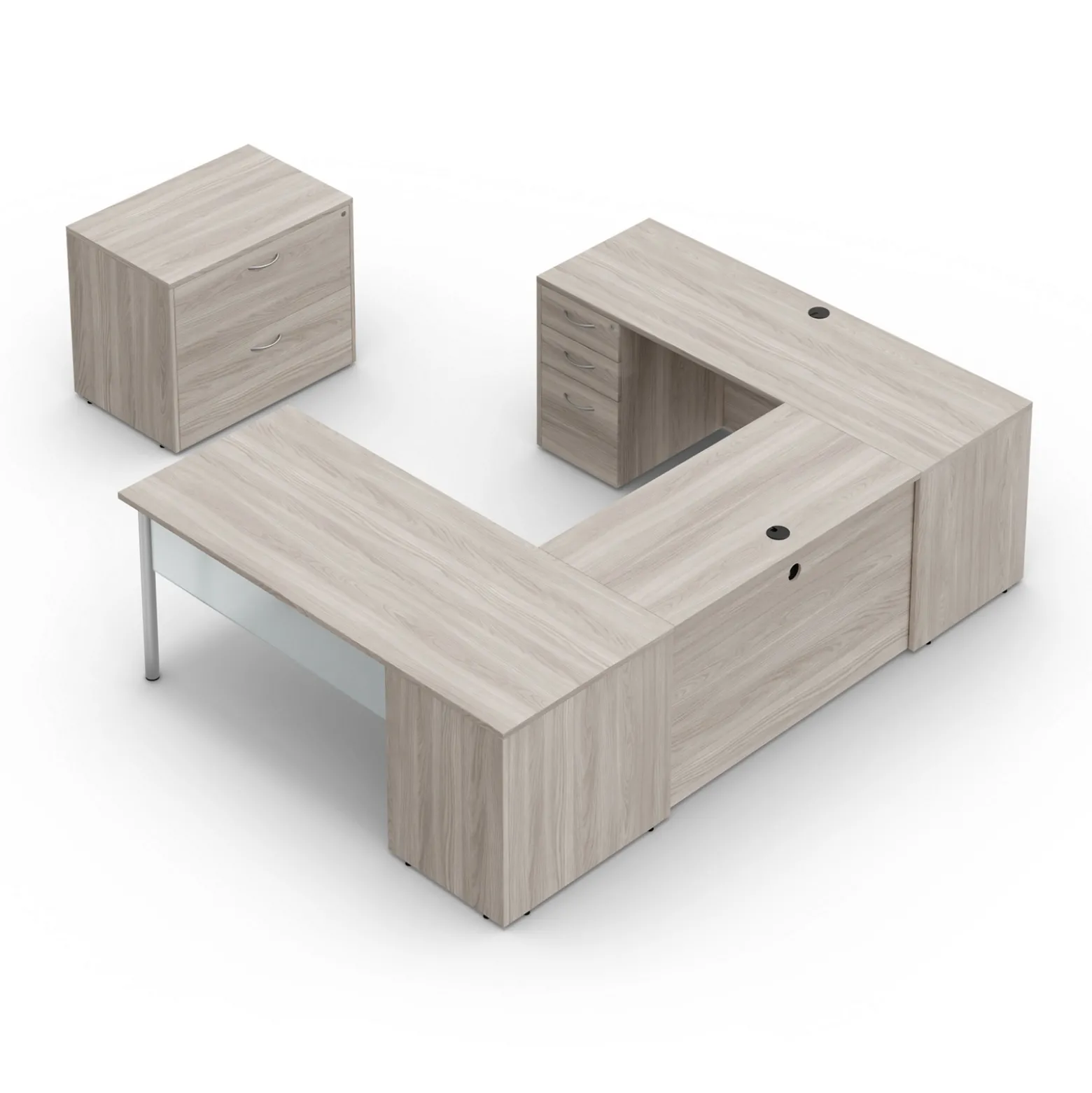 Endure 72"W U-Shaped Desk with Left-Handed Bridge and Lateral File