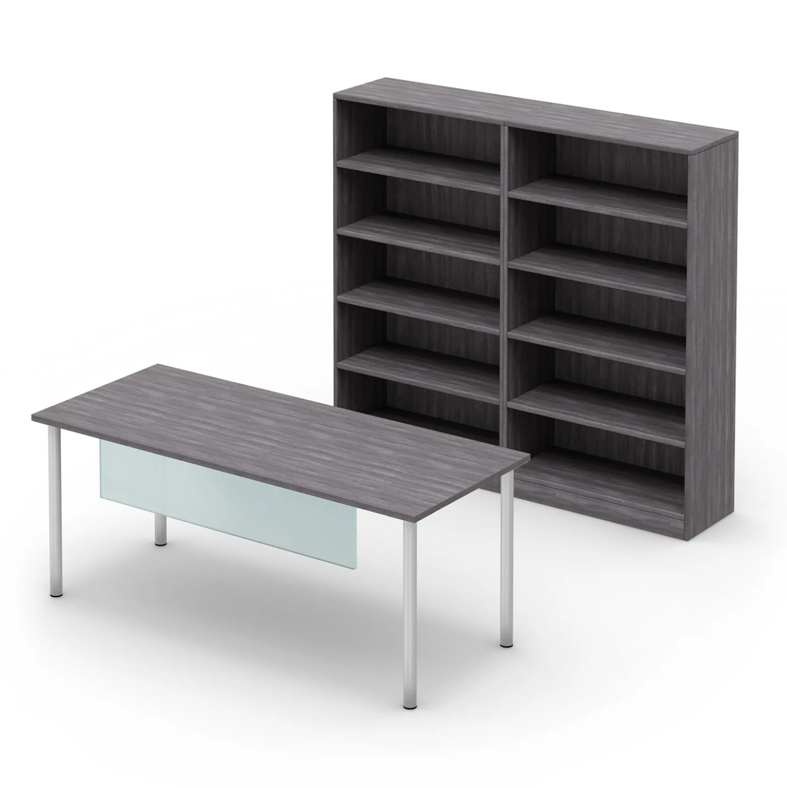 Endure 72"W Writing Desk with Bookcase Wall