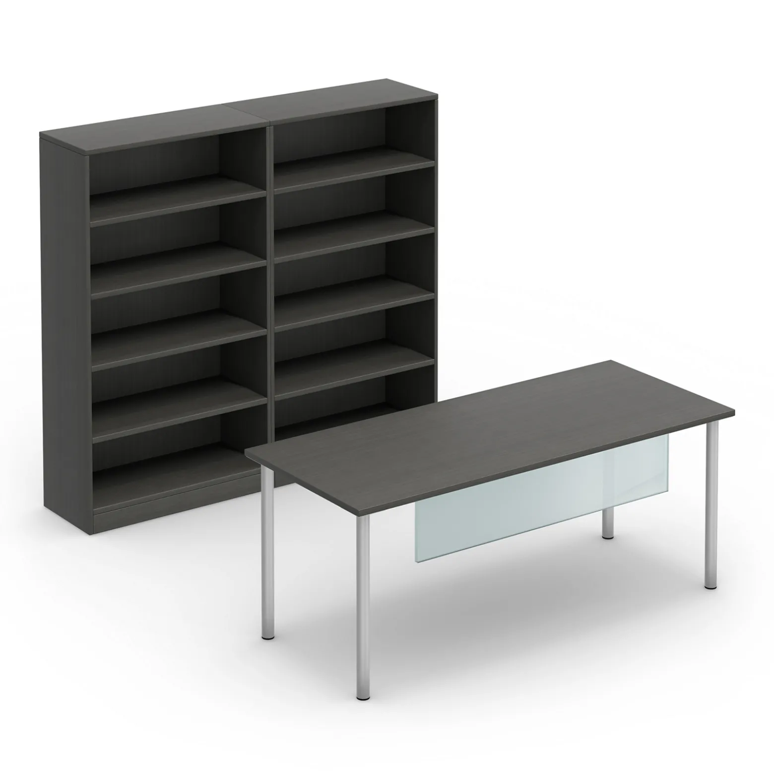 Endure 72"W Writing Desk with Bookcase Wall