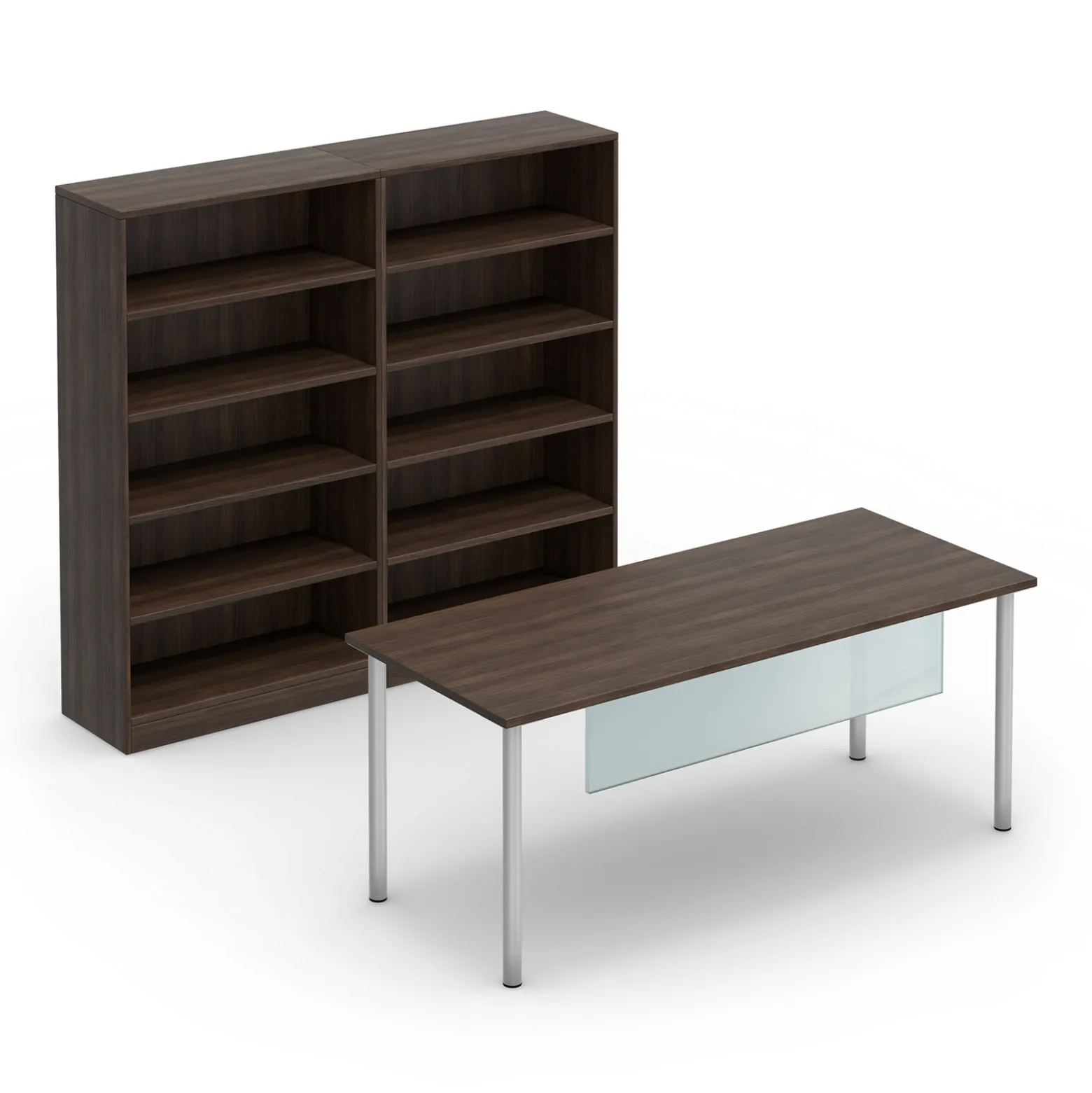 Endure 72"W Writing Desk with Bookcase Wall