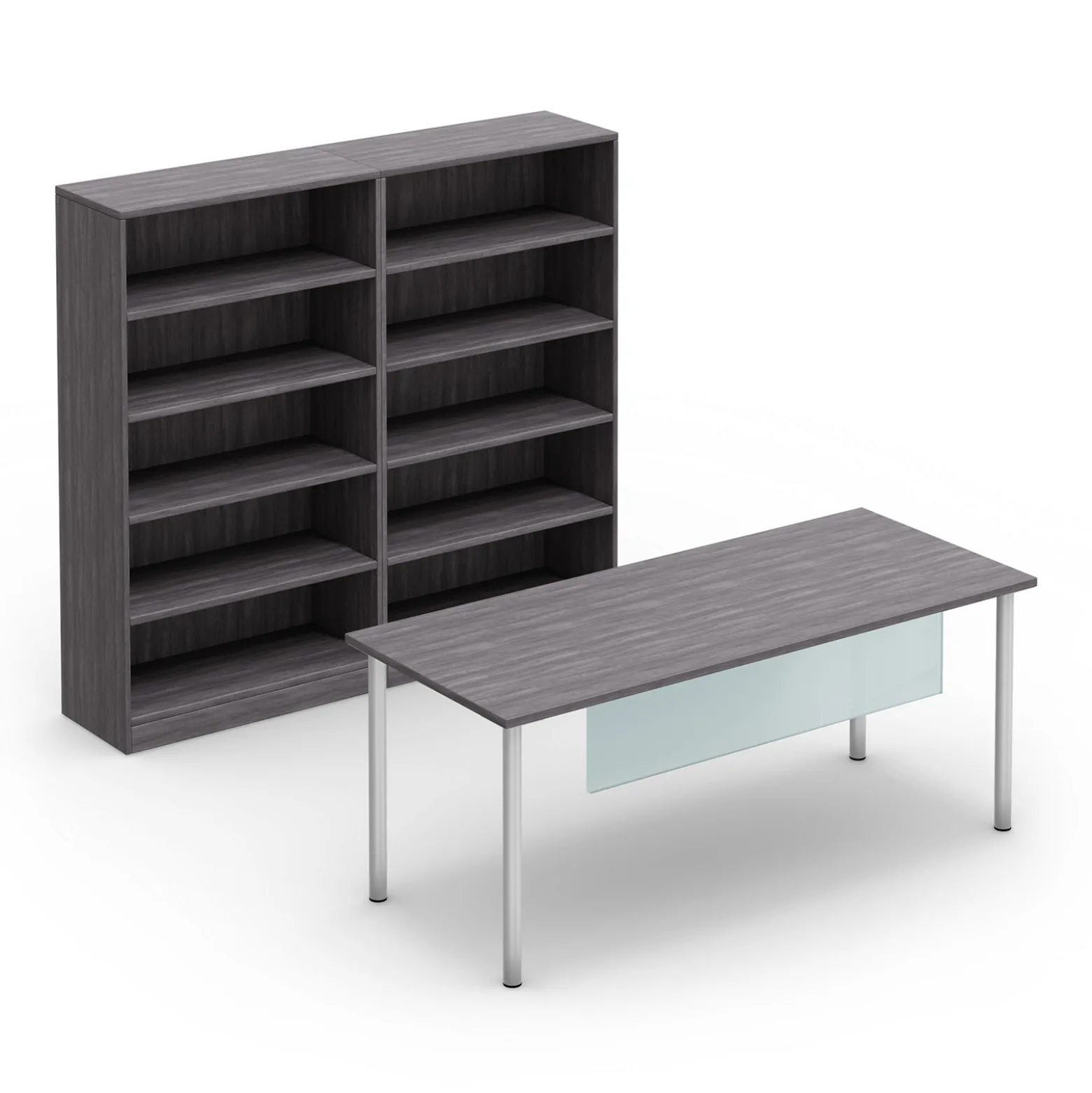 Endure 72"W Writing Desk with Bookcase Wall